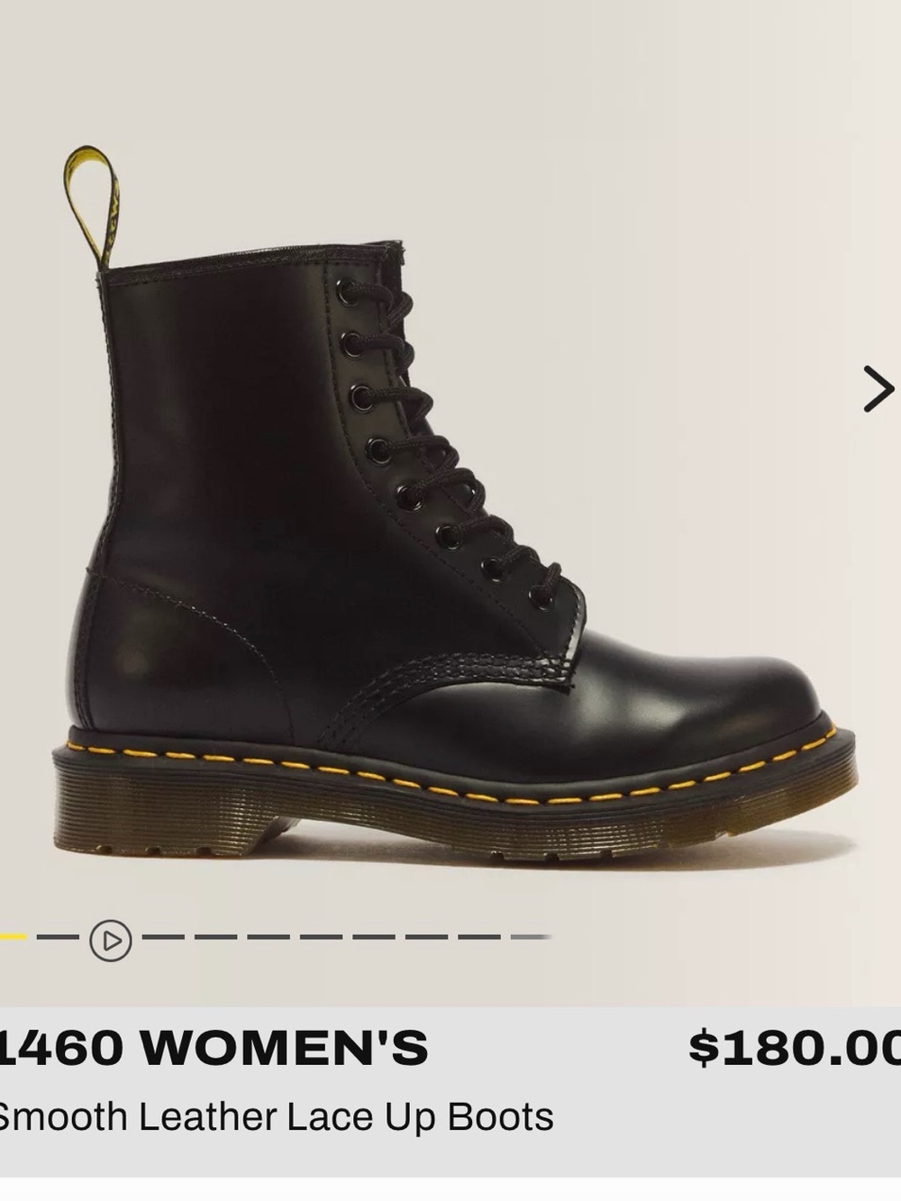 Dr. Martens 1460 Women's Black Leather Lace-Up Boots with Yellow Stitching